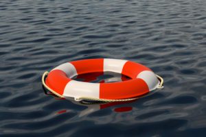 life raft ring in water