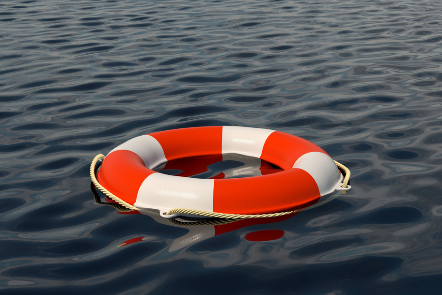 life raft ring in water